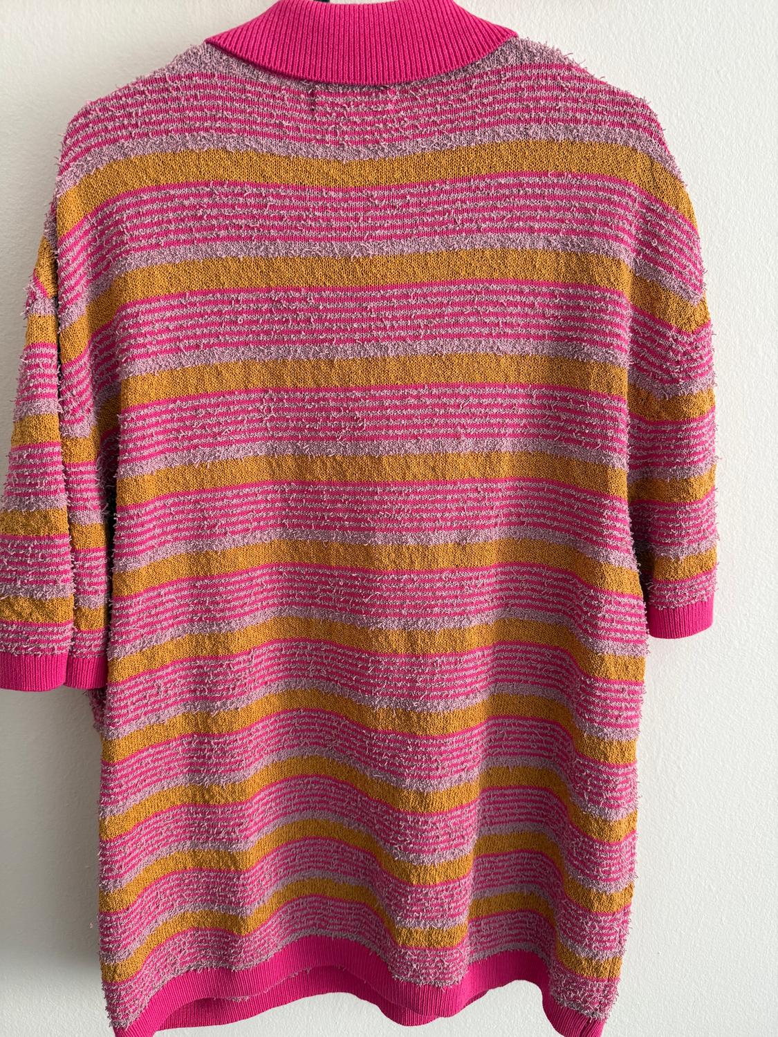 TEXTURED STRIPE KNIT POLO SHIRT - Image 2