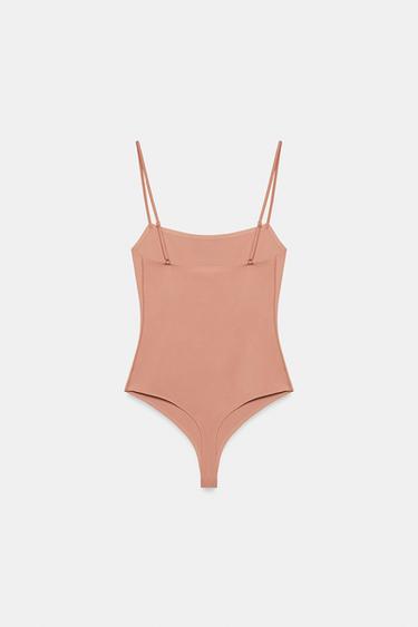 SQUARE NECK BODYSUIT — Beige-pink 2