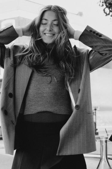 BLAZER OVERSIZE RAYURES BANQUIER - Gris / Bleu de Zara - Image 3
