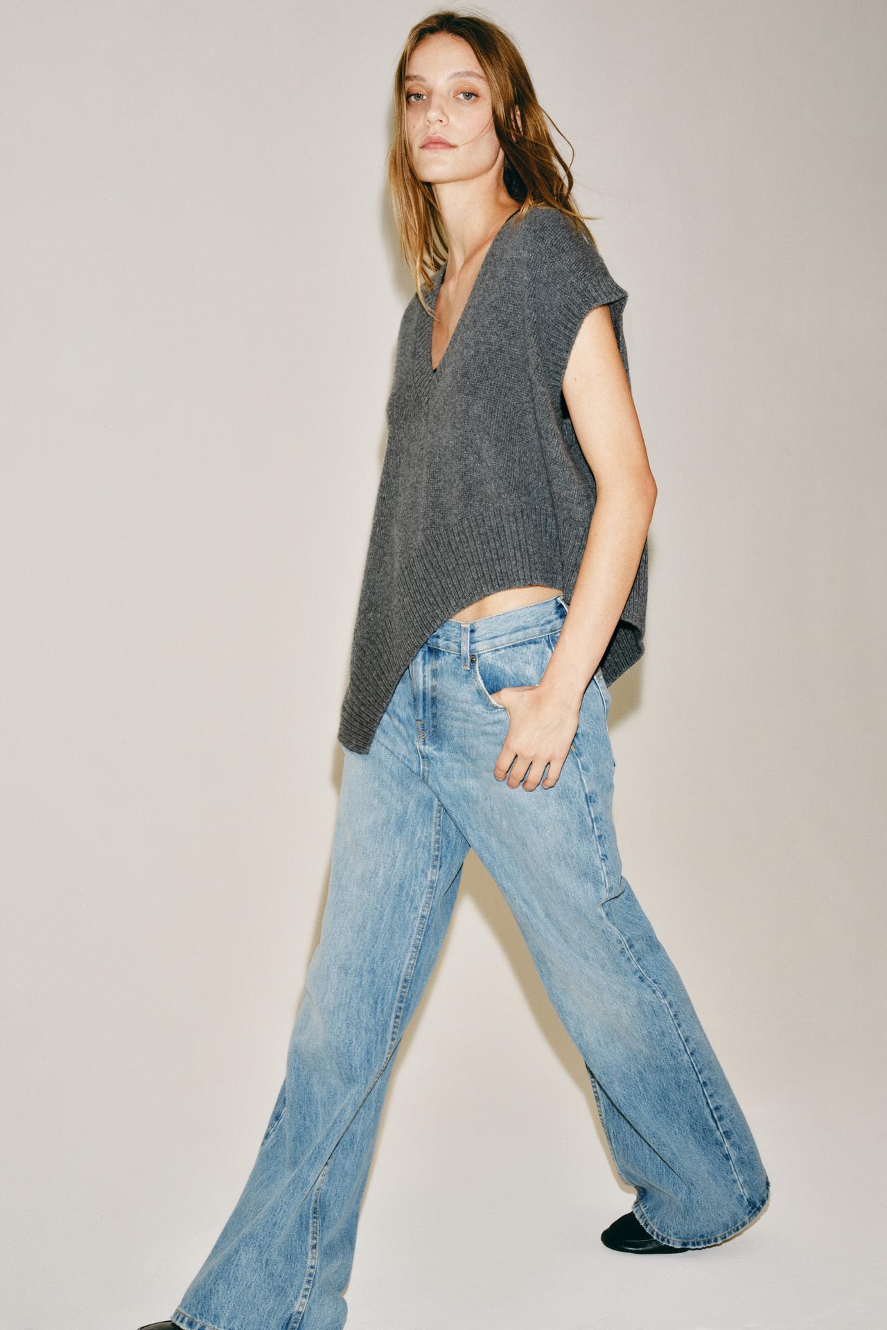 WOOL ASYMMETRICAL HEM VEST — Gray