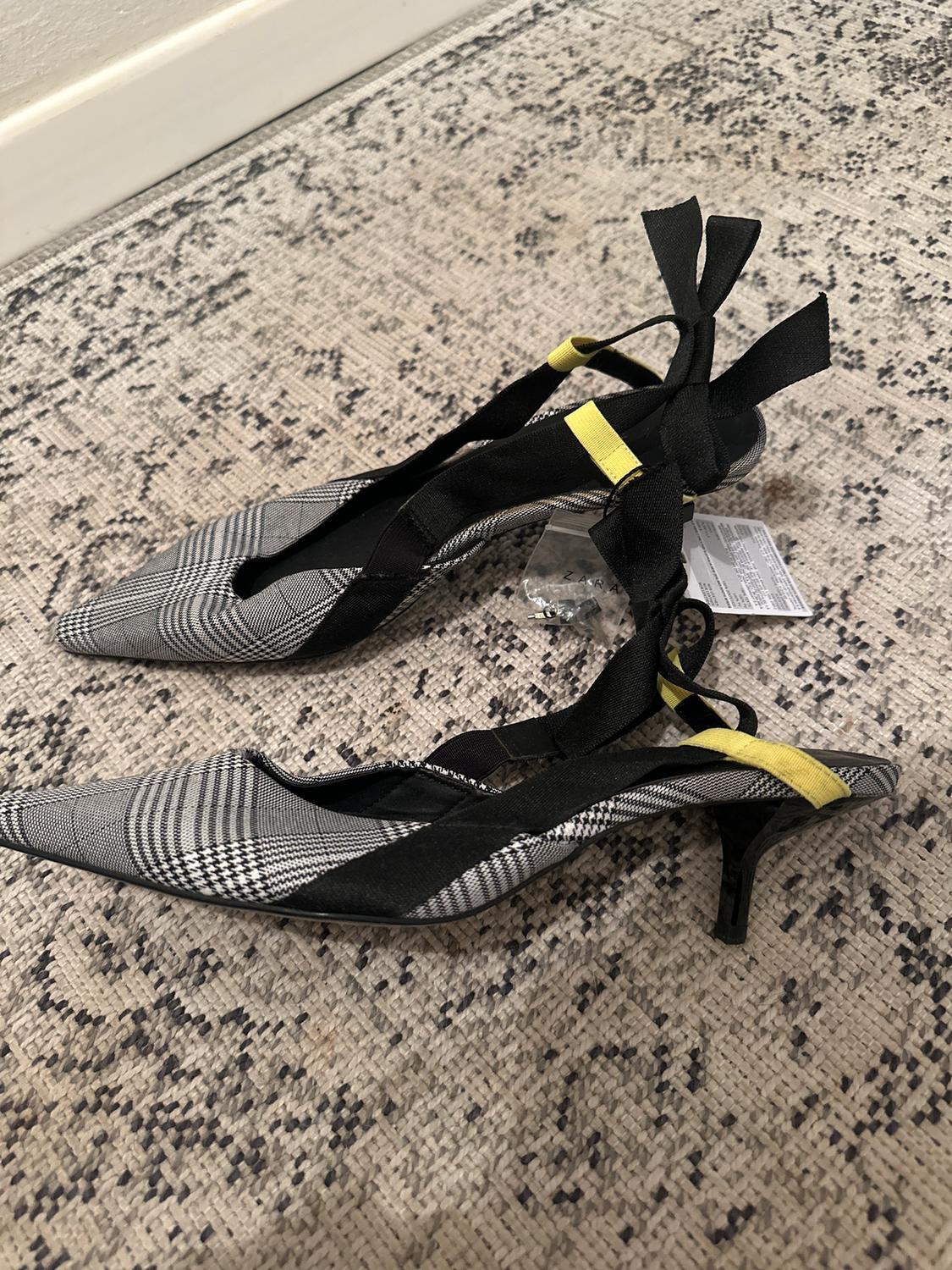 CHECKED HIGH HEEL SLINGBACK SHOES - Image 3