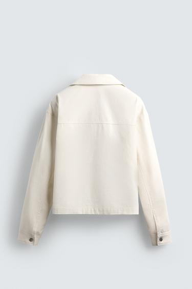 TEXTURED CROPPED FIT OVERSHIRT - Oyster-white by Zara - Image 8