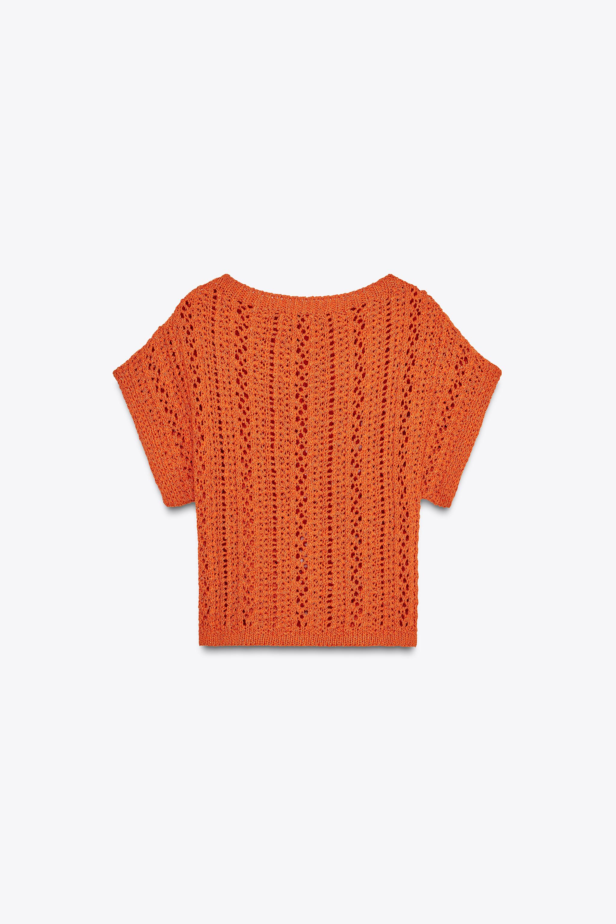 Camiseta Crop Camiseta Naranja Zara TOP CROP PUNTO Naranja ZARA Chile