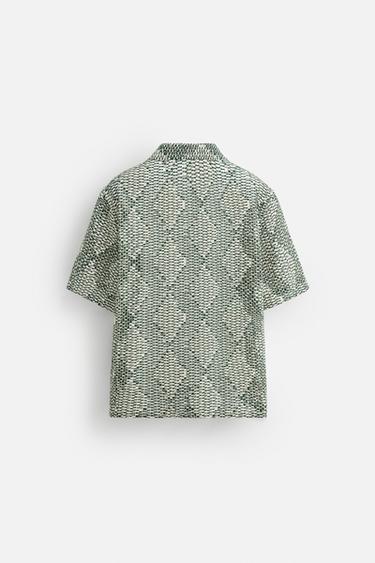 CHEMISE STRUCTURÉE CROCHET - Vert de Zara - Image 7
