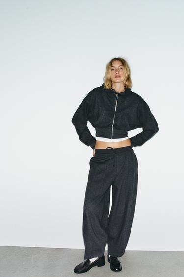 CROPPED HOODIE - Dark grey by Zara