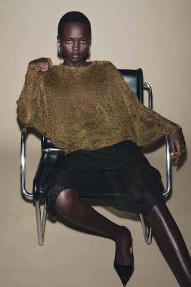 METALLIC KNIT JUMPER - Golden by Zara