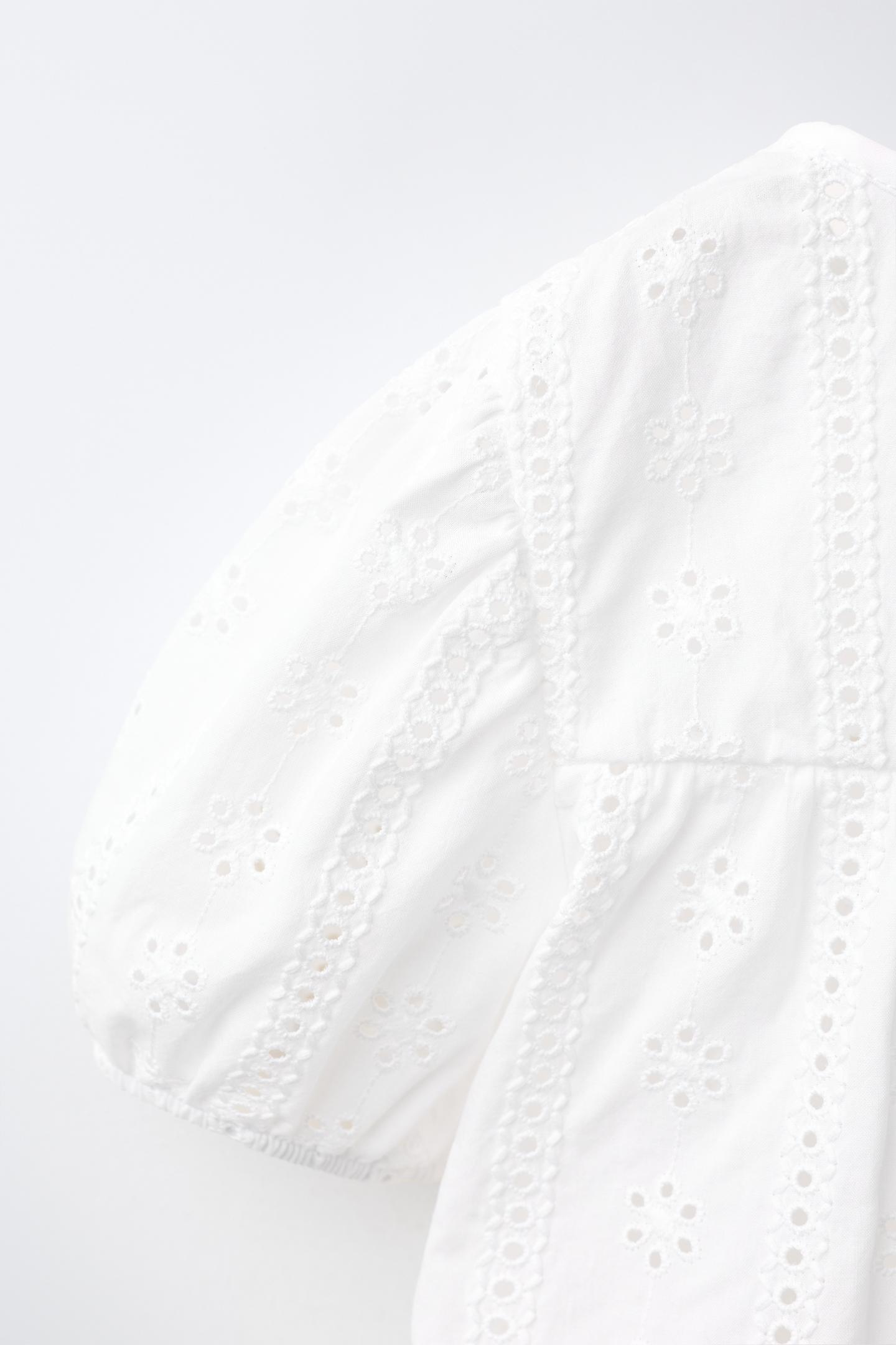 Детская рубашка Zara Embroidered Romantic, цвет: Белый — фото 5