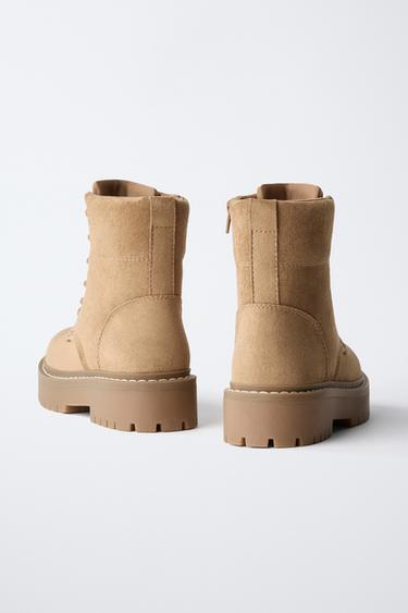 LACE-UP ANKLE BOOTS - Brown by Zara - Image 4