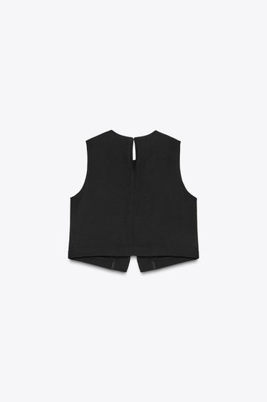 TOP CROISÉ BOUTONS DORÉS - Noir de Zara - Image 6