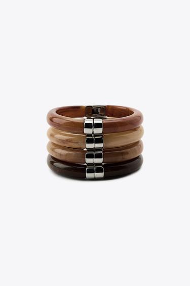 Zara 4-PACK OF HINGED BRACELETS - Beige