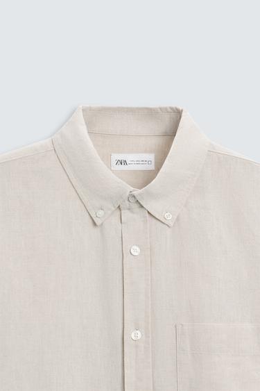 CHEMISE EN LIN ET COTON - Beige clair de Zara - Image 6