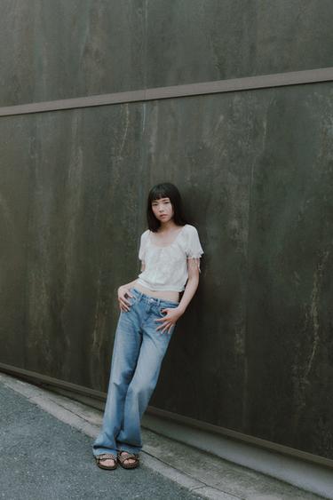 TRF MID-WAIST WIDE-LEG JEANS - Blue by Zara