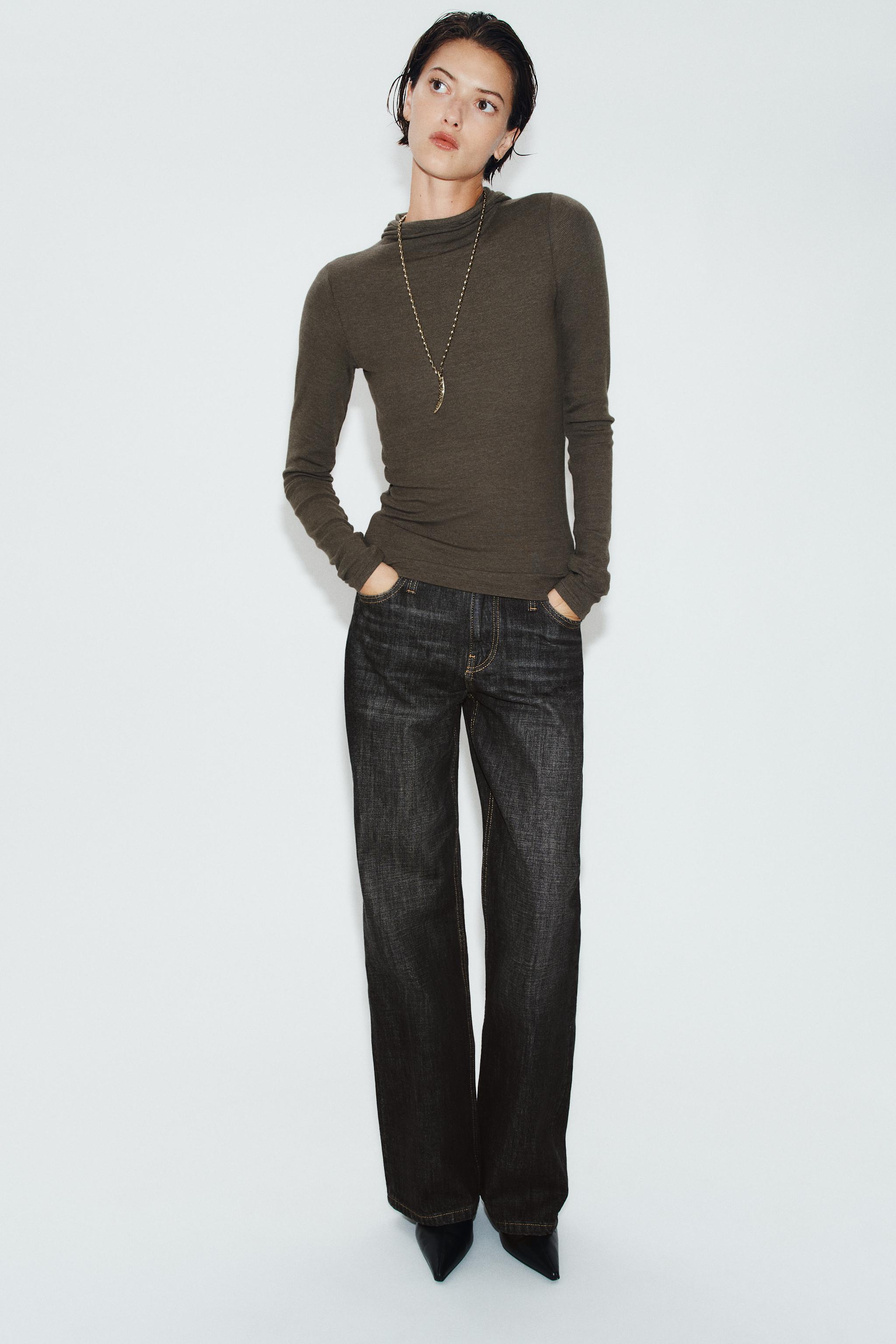 Zara KAPÜŞONLU SLIM FIT T-SHIRT