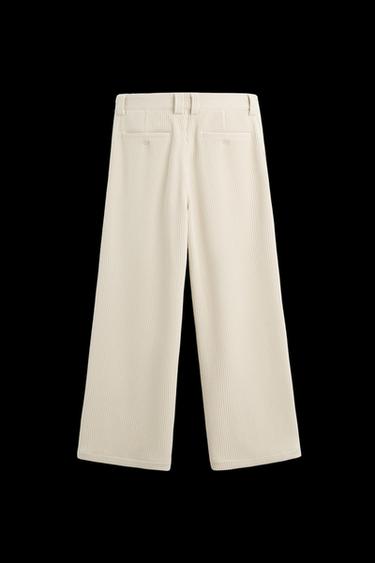 WIDE-LEG CORDUROY TROUSERS - Ecru by Zara
