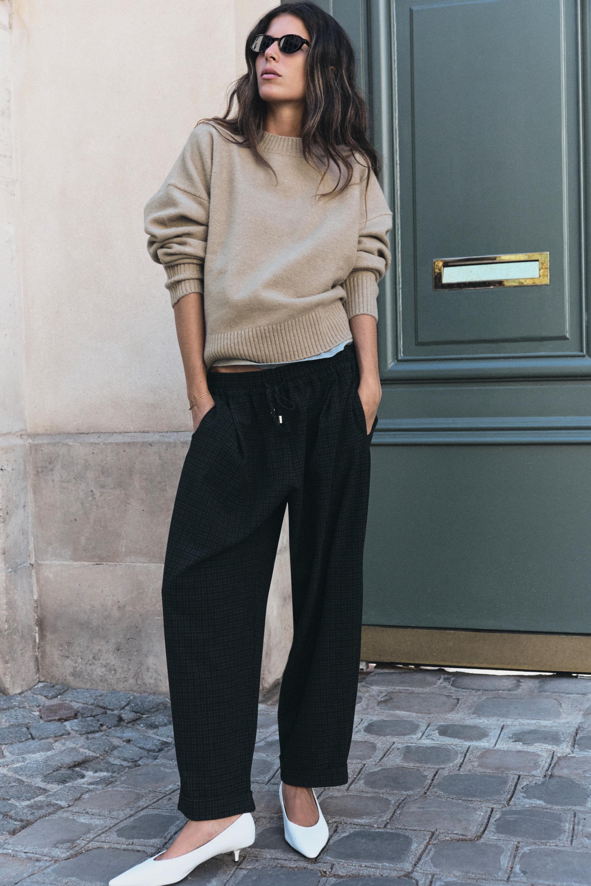PLAID TURNED-UP HEM PANTS - Dark gray | ZARA United States