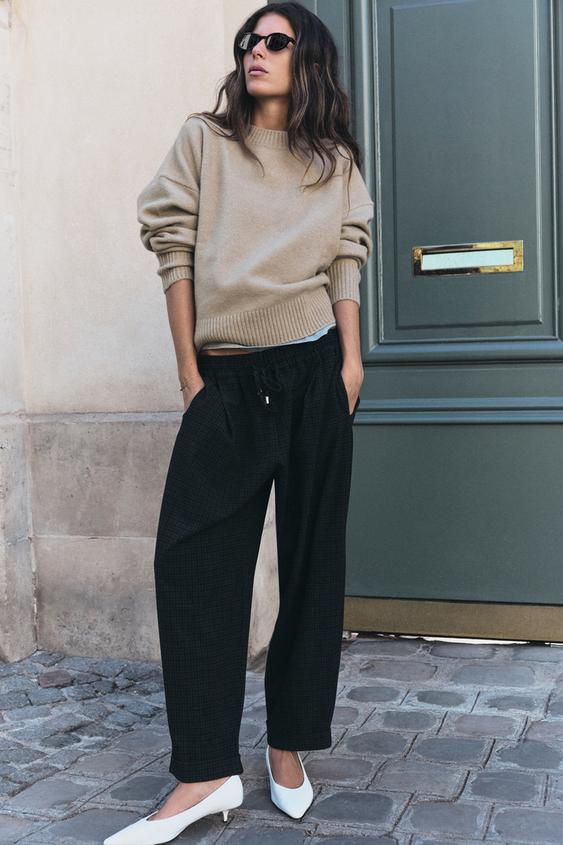 PANTALON CARREAUX BAS REVERS - Gris foncé de Zara - Image 0