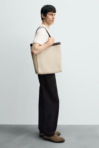 BOLSO SHOPPER TEJIDO - Beige de Zara - Imagen 0