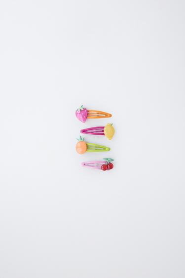 PACK OF FOUR FRUIT HAIR CLIPS - Multicoloured by Zara