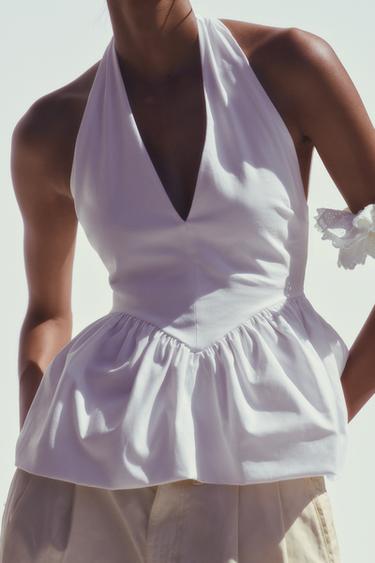 BALLOON HALTER TOP - White by Zara - Image 1