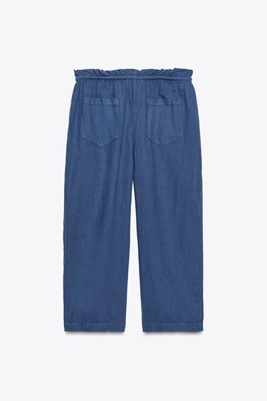PANTALON AVEC LIN ZW COLLECTION - Indigo de Zara - Image 6