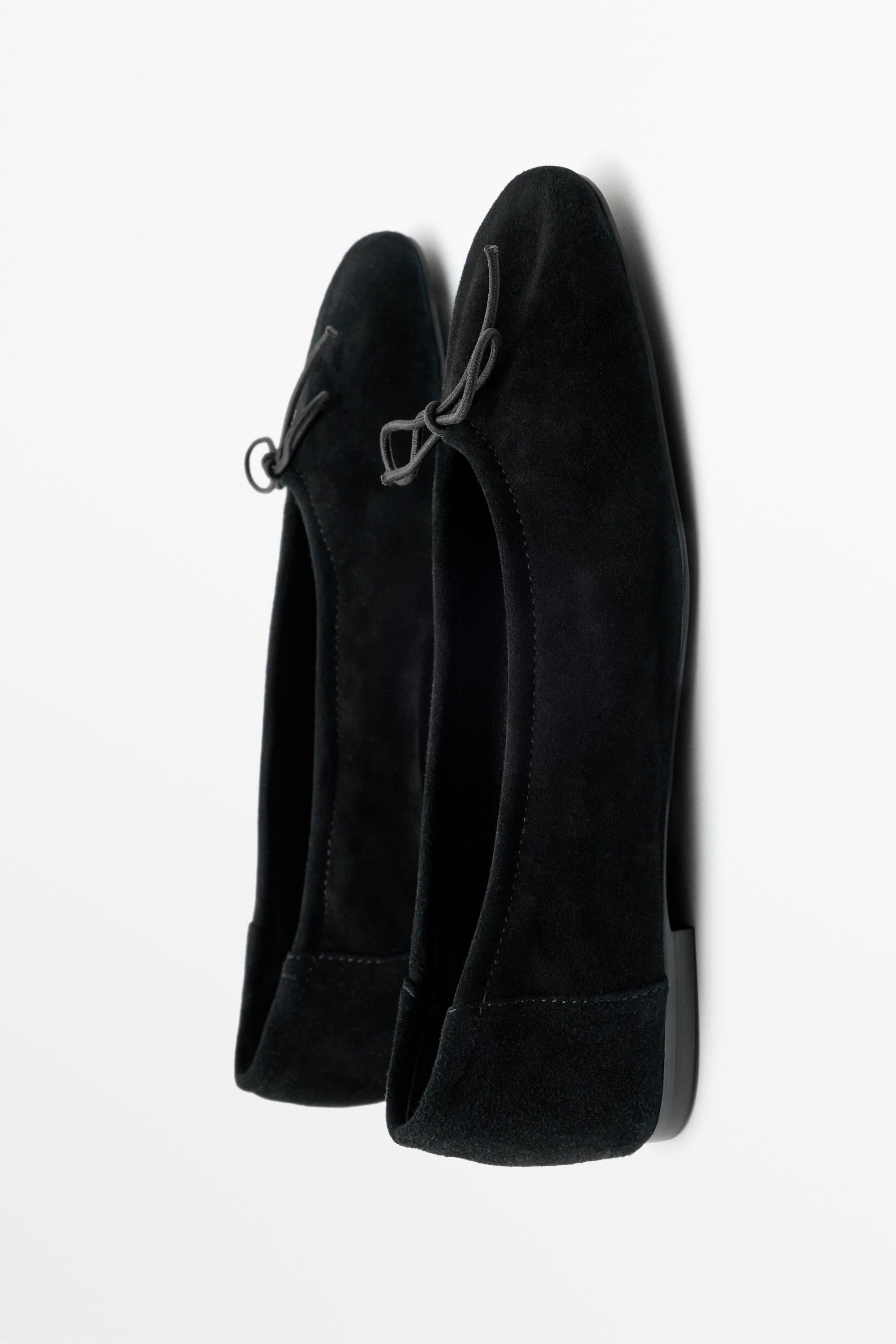 Suede bow ballet flat
