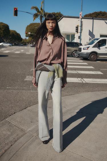 Z1975 HIGH-WAIST WIDE-LEG JEANS WITH BELT - Grey by Zara