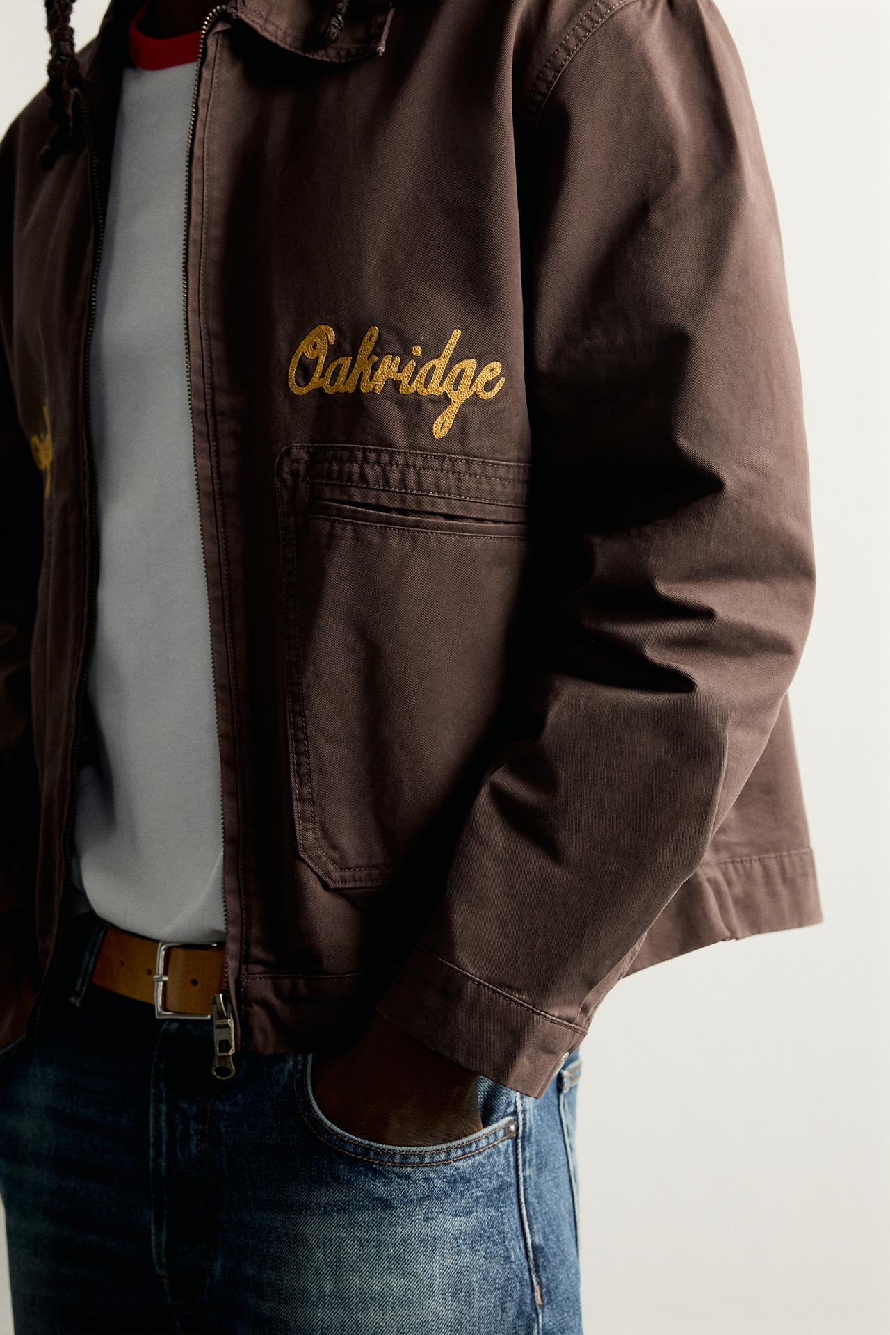 EMBROIDERED CROPPED JACKET — Brown