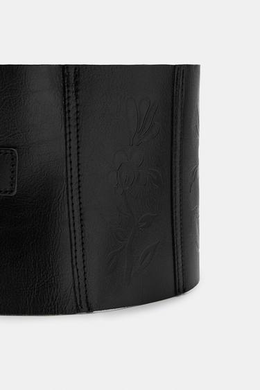 TEXTURED LEATHER OBI BELT - Black by Zara - Image 4