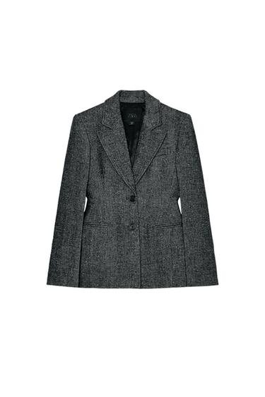 BLAZER PEPLUM CON LANA ZW COLLECTION - Negro / Blanco de Zara