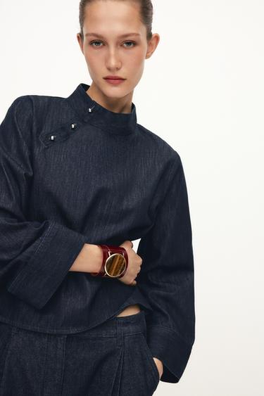 CAMISA Z1975 DENIM CUELLO SUBIDO - Índigo de Zara