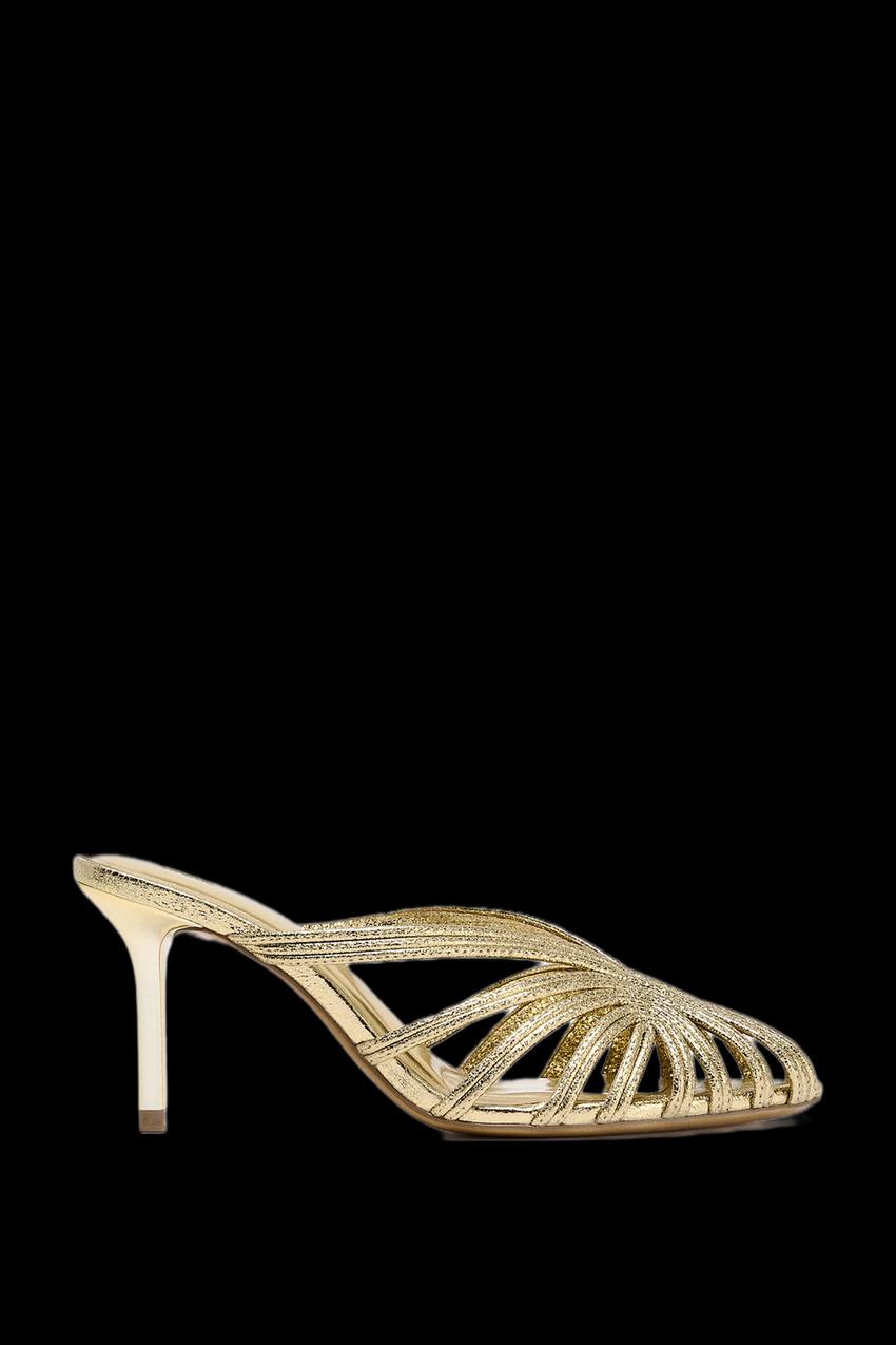 METALLIC EFFECT STILETTO HEEL SANDALS
