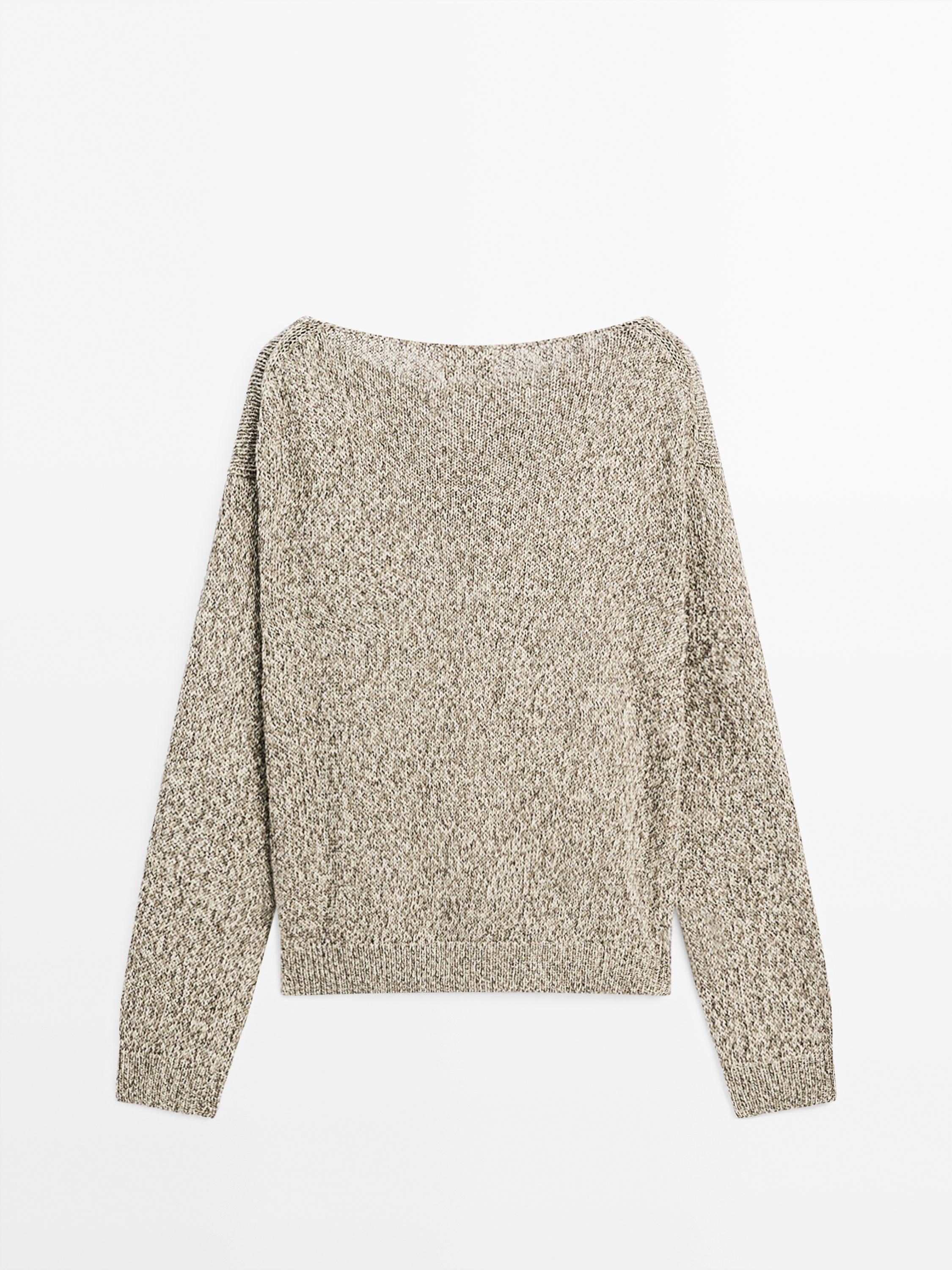 Pull en maille moulinée à col bateau