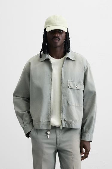 FADED VINTAGE-EFFECT PRINT JACKET - Grey by Zara