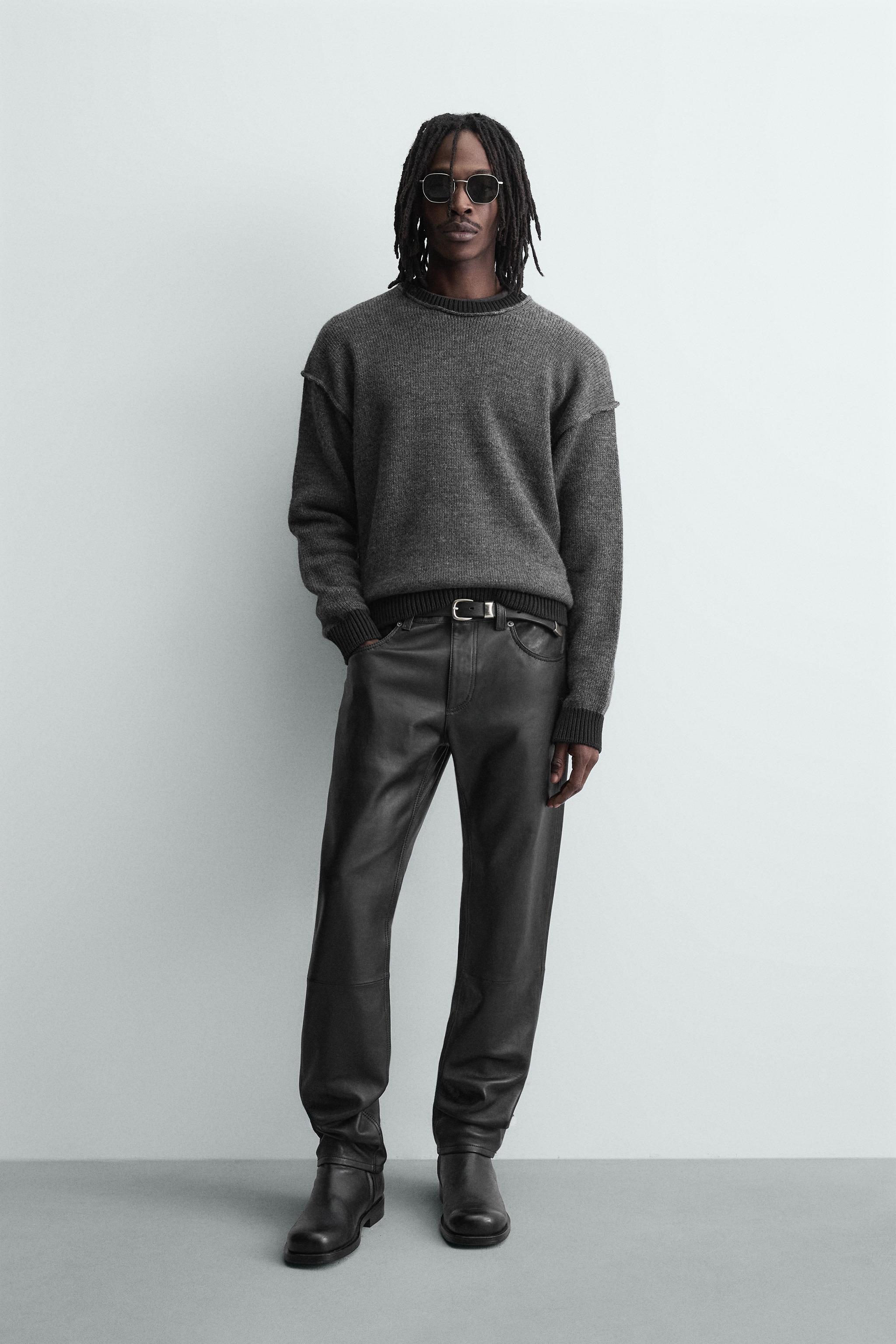 コントラスト反転ステッチセーター - チャコールグレー | ZARA Japan