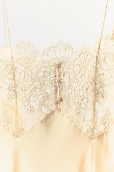 ROBE STYLE LINGERIE SATINÉE DENTELLE - Écru de Zara - Image 6