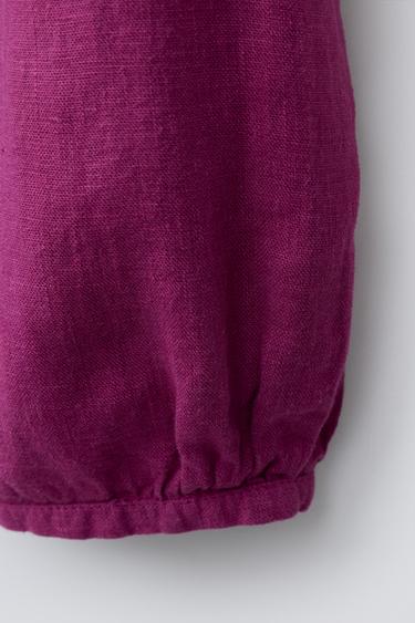 PANTALON BOUFFANT 100% LIN - Fuchsia de Zara - Image 3