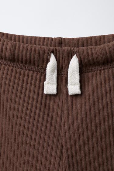RIBBED LEGGINGS WITH LABEL - Brown by Zara - Image 2