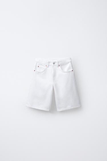 BERMUDA JEANS BAGGY - Branco da Zara
