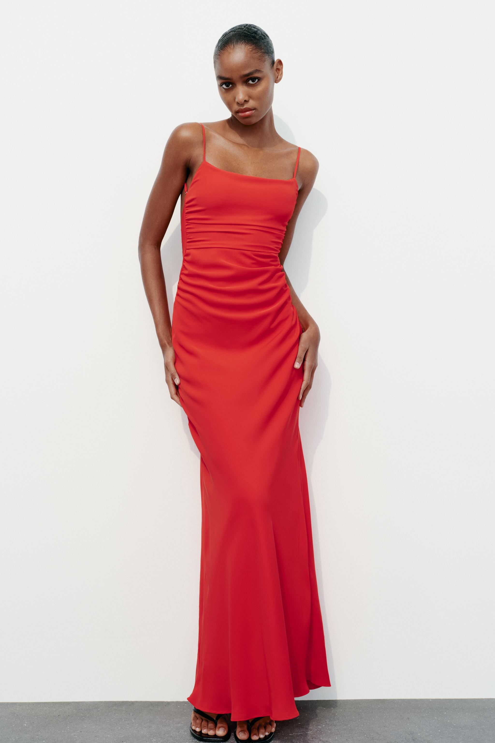 Zara Red Slip dress with back detail – Size S – Rent a Dress