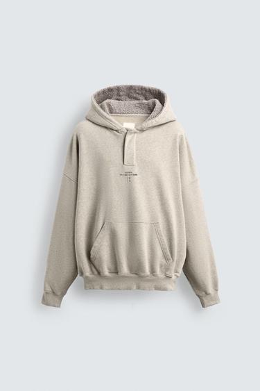CONTRAST POUCH POCKET HOODIE X SR_A - Tan marl by Zara