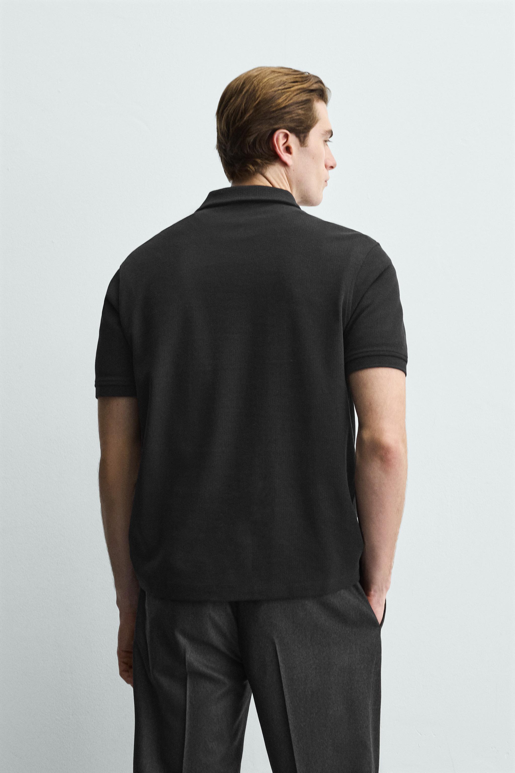 Zara REGULAR FIT DOKULU POLO T-SHIRT görsel 3
