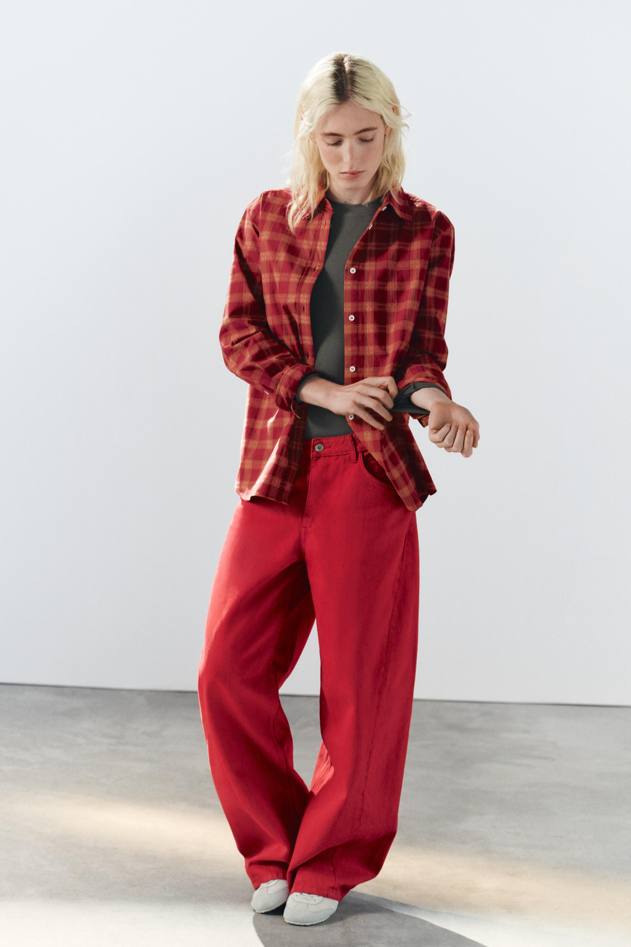 Zara TRF BAGGY OVERSIZE DİKİŞ DETAYLI ORTA BEL JEAN