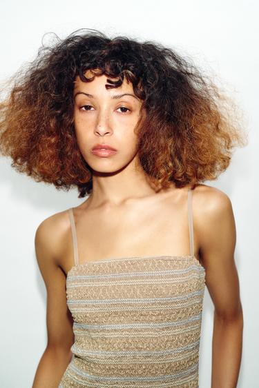 EMBROIDERED SMOCKED MIDI DRESS - Dark beige by Zara - Image 3