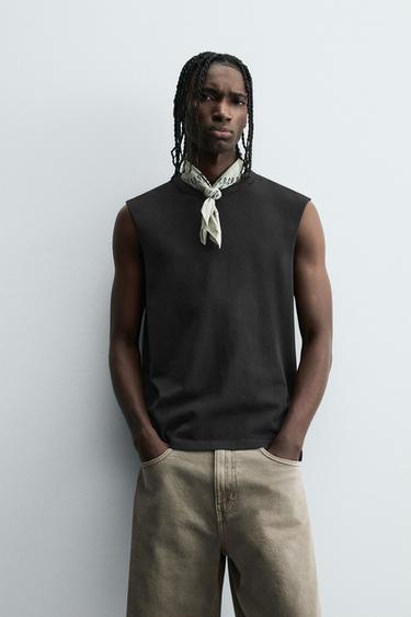 Zara RELAXED FIT TANK TOP - Black