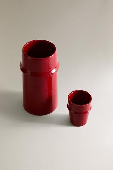VASE RELIEF FINITION LAQUÉE - Rouge de Zara - Image 1