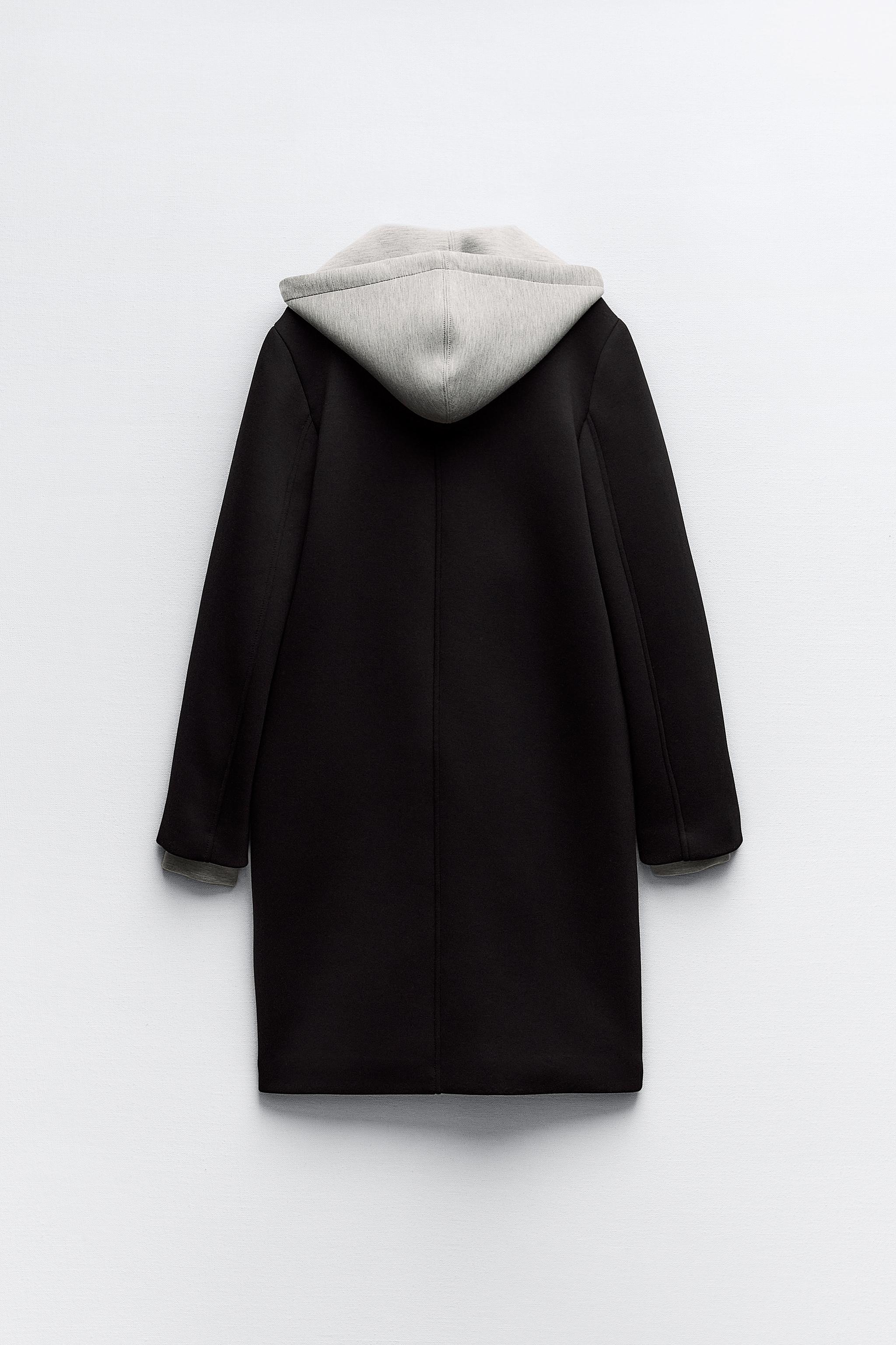 Zara black 2025 hooded coat