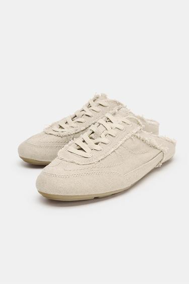 DISTRESSED MULE SNEAKERS - Ecru White by Zara - Image 3