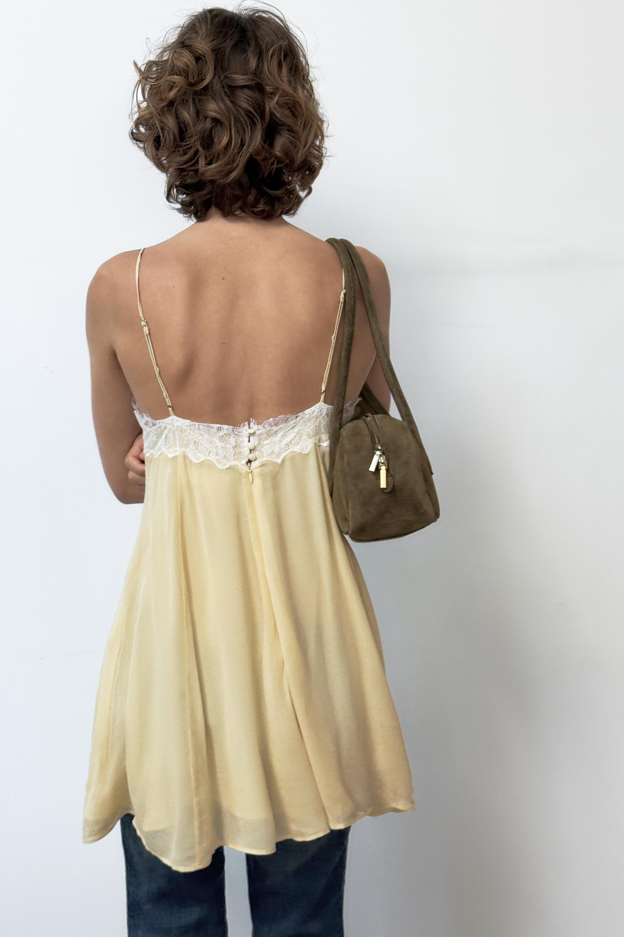 SHORT COMBINATION LACE DRESS - Light yellow | ZARA United States SHORT COMBINATION LACE DRESS - Light yellow | ZARA United States