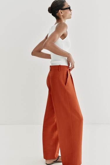 STRAIGHT-LEG DARTED TROUSERS - Dark orange by Zara - Image 3