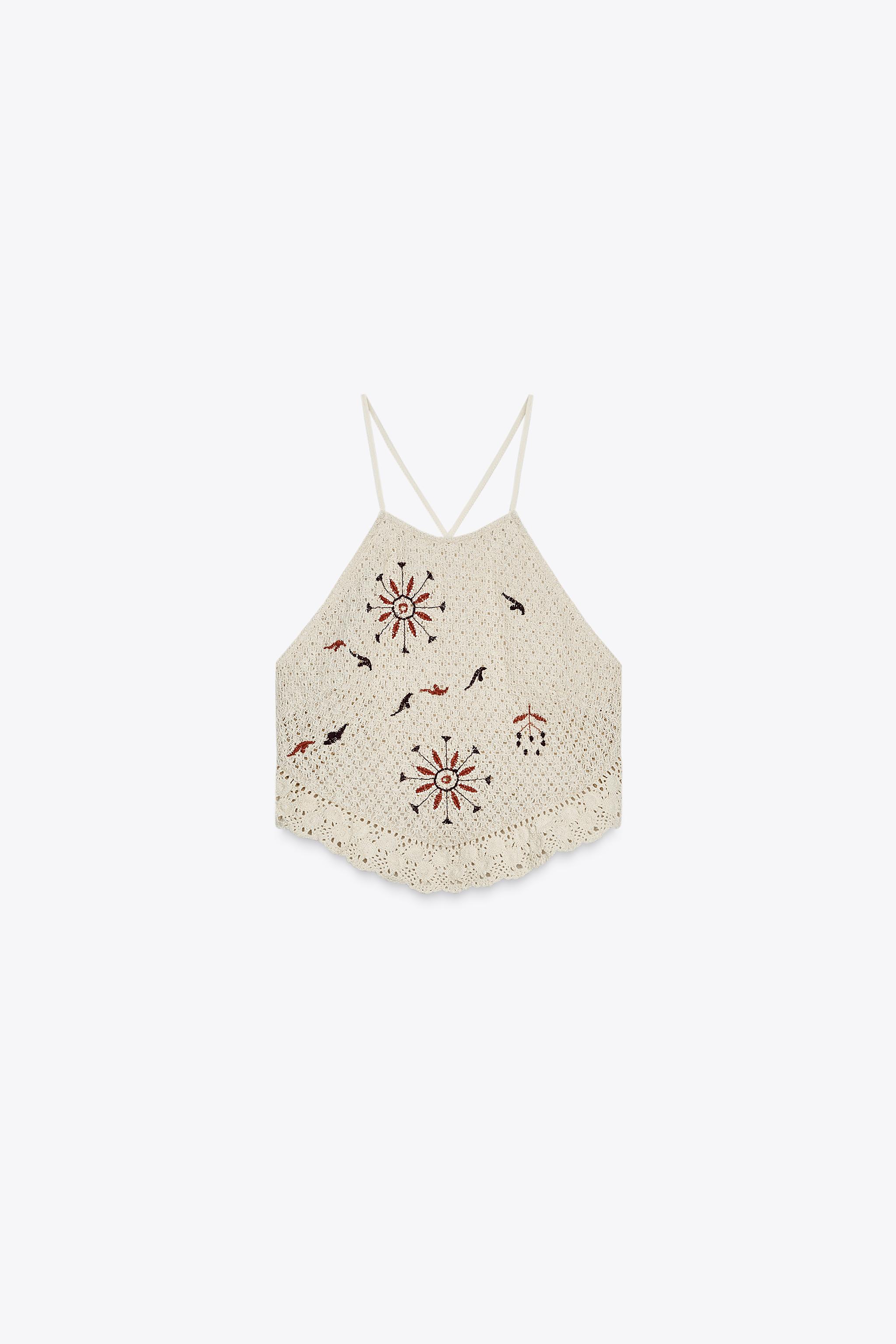 EMBROIDERED CROCHET TOP